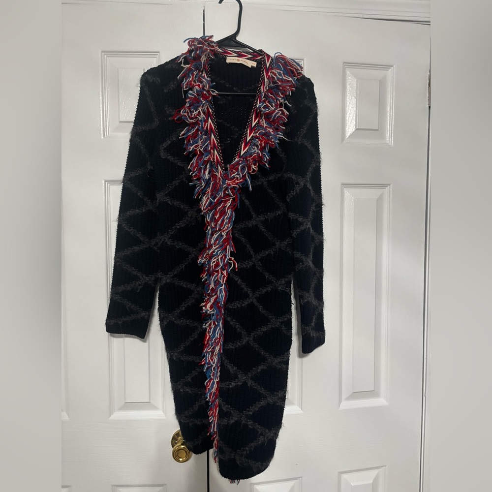 Tory Burch Fringed Trim Women's Cardigan size xs